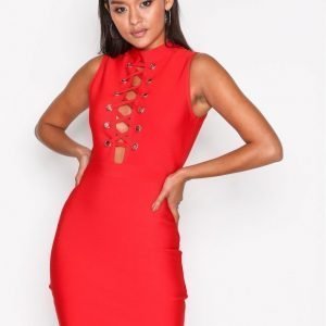 Glamorous Sleveless Lace Detail Dress Kotelomekko Red