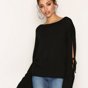 Glamorous Tie Sleeve Detail Blouse Arkipaita Black