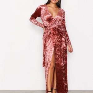 Glamorous Velvet Wrap Dress Maksimekko Dusty Pink