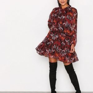 Glamorous Winter Floral Dress Pitkähihainen Mekko Burgundy