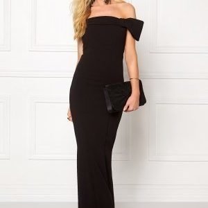 Goddiva Bardot Fishtail Maxi Dres Black