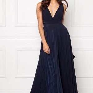 Goddiva Pleated Oscar Dress Navy