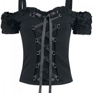 Gothicana By Emp Ruffled Cold Shoulder Shirt Naisten T-paita