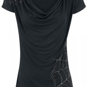 Gothicana By Emp Spider Web Cowl Neck Shirt Naisten T-paita