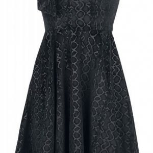 H&R London Desirable Black Velvet Flocked Tea Dress Mekko