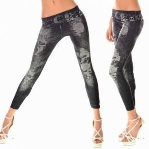 Hole Imitate belt black jeans print leggings