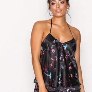 Hunkemöller Satin Bird Singlet Yöpaita Musta