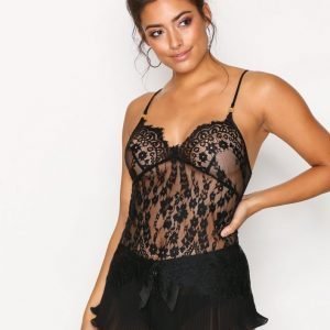 Hunkemöller Shortie Chiffon Pleats Yöshortsit Musta