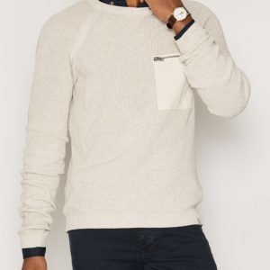 Jack & Jones Jcobrig Knit Crew Neck Neulepusero Offwhite