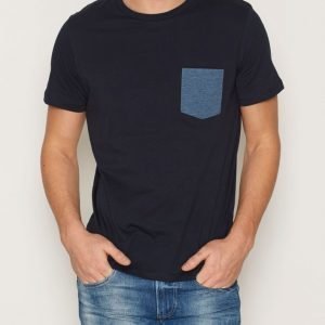 Jack & Jones Jcotable Tee Ss Melange or Pocket N T-paita Tummansininen