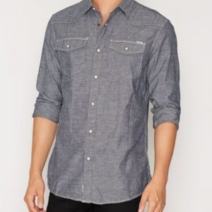 Jack & Jones Jjvarvin Shirt L/S Western Kauluspaita Tummansininen