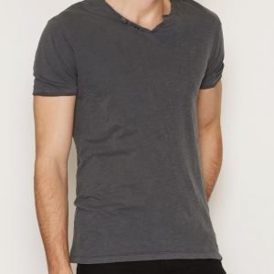 Jack & Jones Jjvben Ss Tee Split Neck T-paita Musta