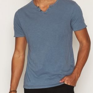 Jack & Jones Jjvben Ss Tee Split Neck T-paita Tummansininen