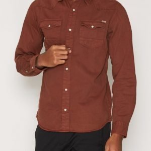 Jack & Jones Jjvmayham Shirt L/S Western Kauluspaita Tummanruskea