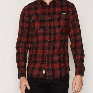 Jack & Jones Jjvnorwood Shirt L/S Western Kauluspaita Tummanpunainen