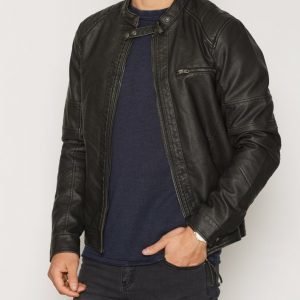 Jack & Jones Jjvrivet Jacket Nahkatakki Musta