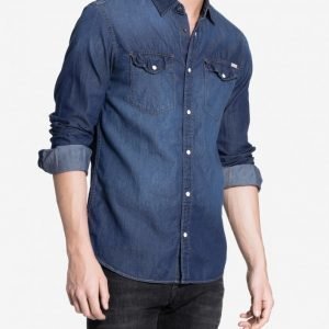 Jack & Jones Jjvsean Shirt L/S Western Noos Kauluspaita Sininen