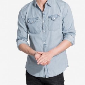 Jack & Jones Jjvsean Shirt L/S Western Noos Kauluspaita Vaaleansininen