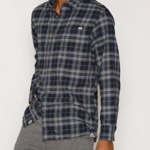 Jack & Jones Jjvtroy Shirt L/S One Pocket Kauluspaita Tummansininen