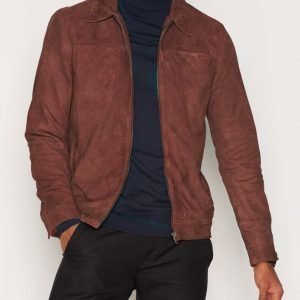 Jack & Jones Jjvtrucker Suede Jacket Mokkatakki Tummanruskea