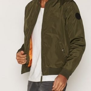 Jack & Jones Jorlucky Bomber Jacket Pre Spring Takki Tummanvihreä