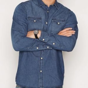 Jack & Jones Jorone Shirt Ls Noos Kauluspaita Tummansininen