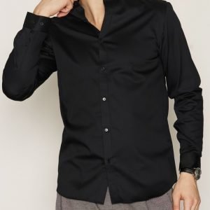 Jack & Jones Jprdan Mao Shirt L/S Plain Kauluspaita Musta