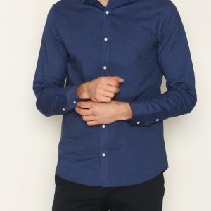 Jack & Jones Jprportland Shirt L/S Plain Kauluspaita Tummansininen