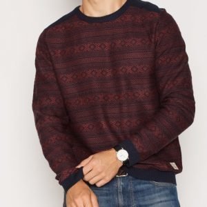 Jack & Jones jjvENNIS Knit Crew Neck Pusero Tummanpunainen