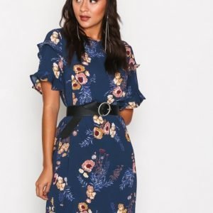 Jacqueline De Yong Jdymilo S / S Frill Dress Wvn Loose Fit Mekko Tummansininen