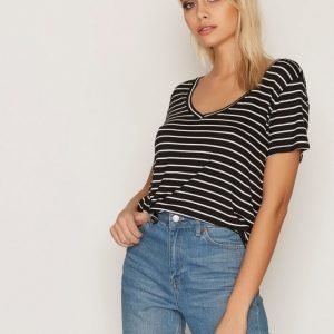 Jacqueline De Yong Jdyspirit S / S Stripe V-Neck Top Jrs T-Paita Musta