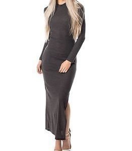 Jacqueline de Yong Ribby Dress Dark Grey Melange