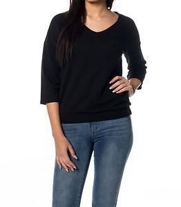 Jacqueline de Yong Sax 3/4 V-neck Pullover Black