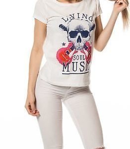 Jacqueline de Yong Shay Print Top Skull Cloud Dancer