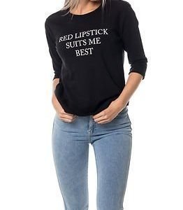 Jacqueline de Yong Tex 3/4 Print Sweat Black