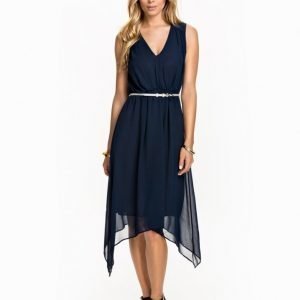 John Zack Chiffon Belt Dress Ox Blood