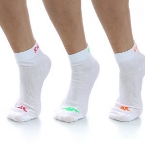 Kappa Footies 3-Pk Socks Puuvillasukat Vit / Rosa / Grön / Orange