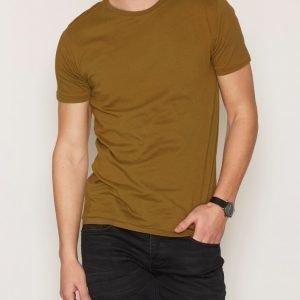 Knowledge Cotton Apparel Basic Regular Fit O-Neck Tee T-paita Ruskea