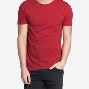 Knowledge Cotton Apparel Basic Regular Fit O-neck T-paita Deep Red