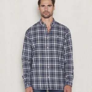 Knowledge Cotton Apparel Checkd Flanel Shirt 1091 Peacoat