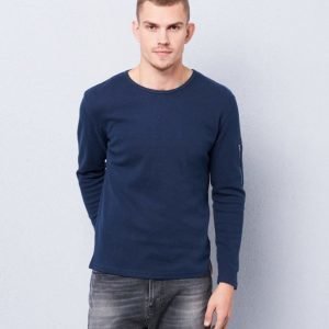 Knowledge Cotton Apparel Diagonal Sweat 1001 Navy