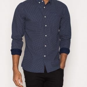 Knowledge Cotton Apparel Dot Printed Poplin Shirt Kauluspaita Peacoat