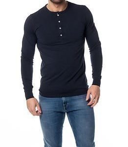 Knowledge Cotton Apparel Henley Total Eclipse
