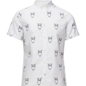 Knowledge Cotton Apparel Oxford W/Owl Print S/S lyhythihainen paita