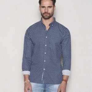 Knowledge Cotton Apparel Poplin Shirt Dot Print 1001 Total Eclipse