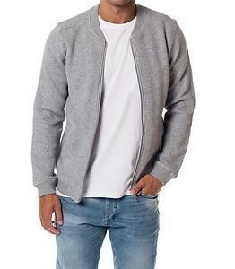 Knowledge Cotton Apparel Quilted Zip Cardigan Grey Melange