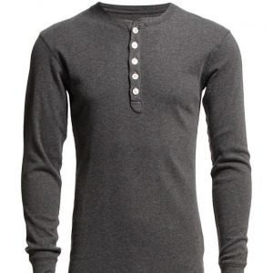 Knowledge Cotton Apparel Rib Knit Henley Gots pitkähihainen t-paita