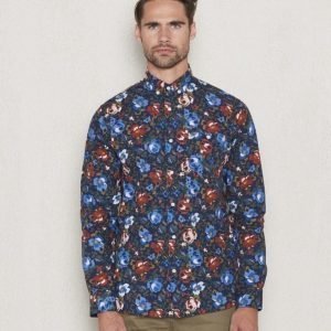 Knowledge Cotton Apparel Rose Shirt 1001 Navy