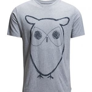 Knowledge Cotton Apparel Single Jersey With Owl Print Gots lyhythihainen t-paita