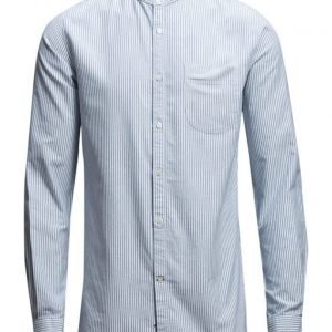 Knowledge Cotton Apparel Stand Collar Striped Shirt Gots